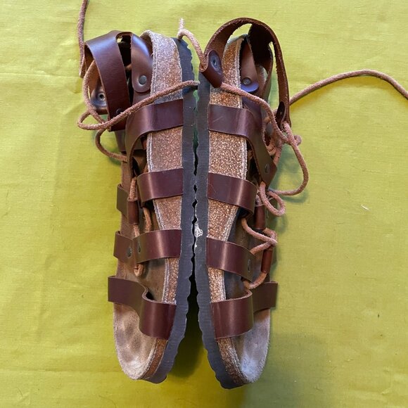 Birkenstock Papilio "Cleo" Brown Leather Lace-Up Gladiator Sandals Size 39 - Picture 4 of 8